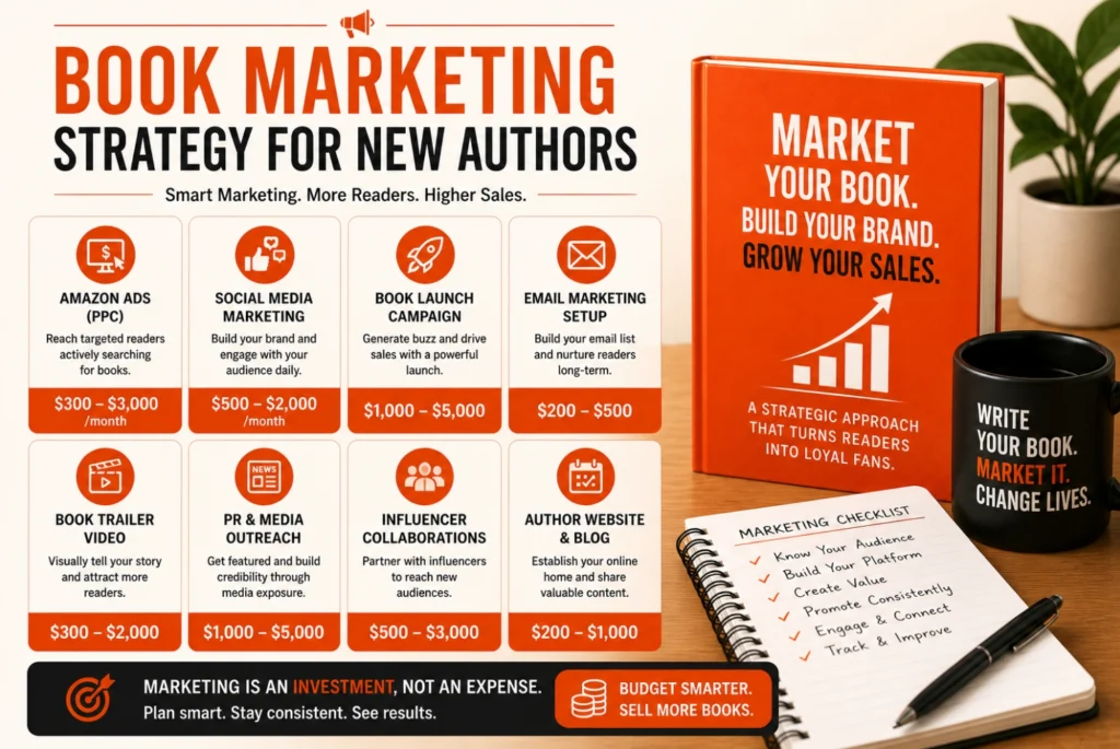 book marketing strategy showing costs that contribute to the total cost to publish a book