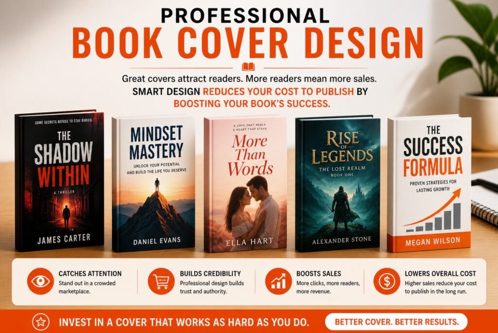 professional book cover designs that reduce the overall cost to publish a book by boosting sales